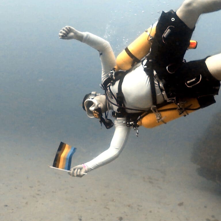 Eric Taylor with Pride Flag at 70'