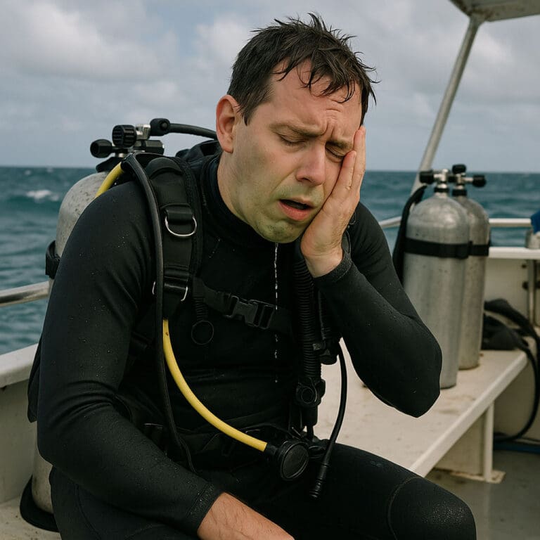Seasick scuba diver