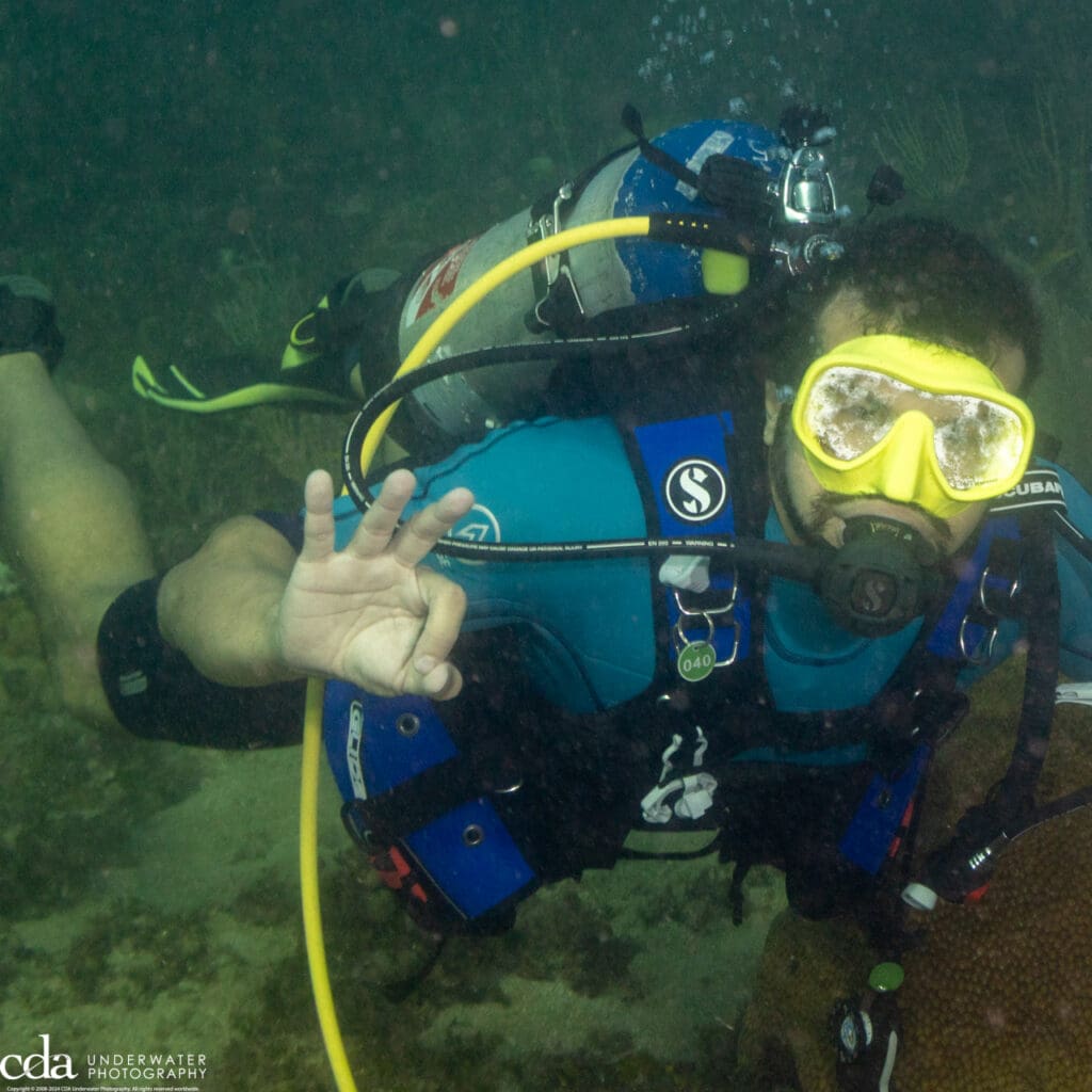 Diver showing OK signal