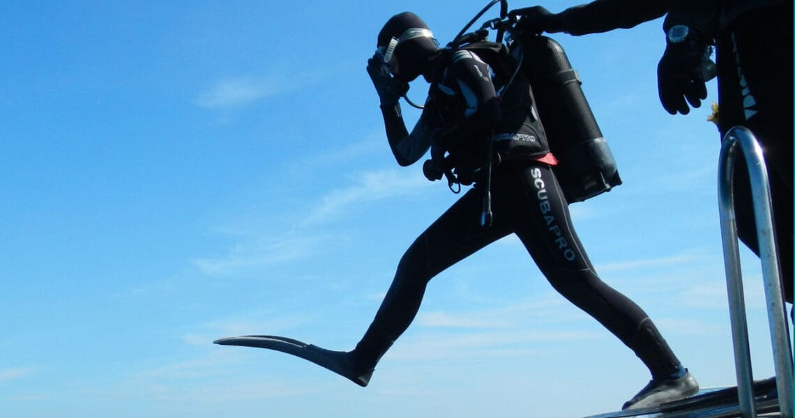 Giant Stride Entry from a dive boat
