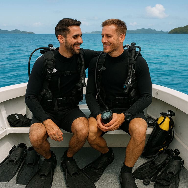 preparing to dive in remote locations